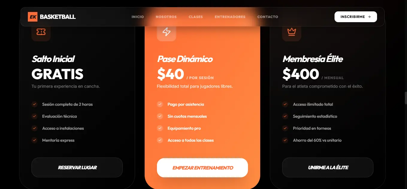 Precios desarrollo web academia deportiva EK Guadalajara